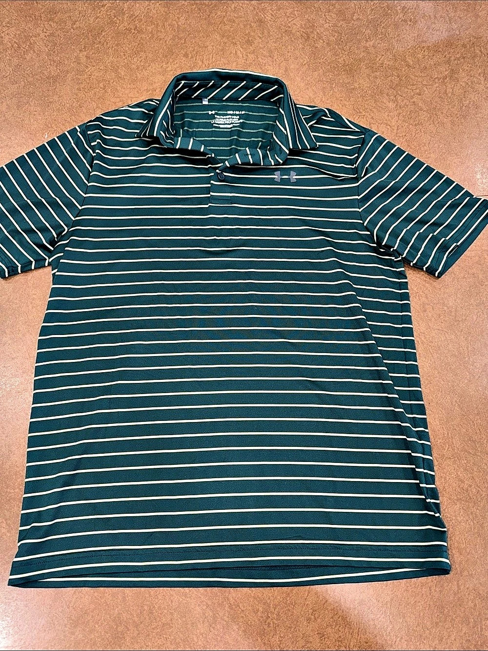 Under Armour The Playoff Polo Striped Green & Yellow Polo Medium